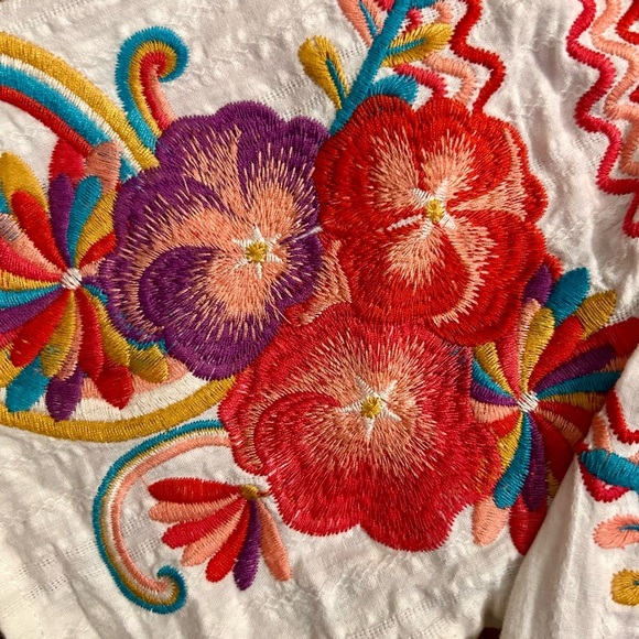 Savanna Jane Off Shoulder Floral Embroidered Top Sz S Cotton Short Sleeve Blouse - Picture 8 of 8